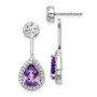 14k White Gold Diamond & Amethyst Earrings