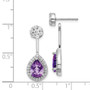 14k White Gold Diamond & Amethyst Earrings