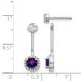 14k White Gold Diamond & Amethyst Earrings