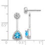 14k White Gold Diamond & Blue Topaz Earrings