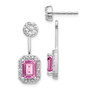14k White Gold Diamond & Created Pink Sapphire Earrings