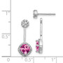 14k White Gold Diamond & Created Pink Sapphire Earrings