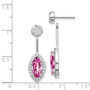 14k White Gold Diamond & Created Pink Sapphire Earrings