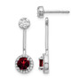 14k White Gold Diamond & Garnet Earrings