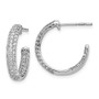 14k White Gold Diamond In/Out Hoop Post Earrings