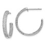 14k White Gold Diamond In/Out Hoop Post Earrings