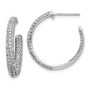 14k White Gold Diamond In/Out Hoop Post Earrings