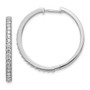 14k White Gold Diamond Milgrain Hoop Earrings