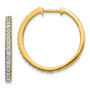 14k Yellow Gold Diamond Milgrain Hoop Earrings