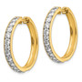 14k Yellow Gold Diamond Milgrain Hoop Earrings