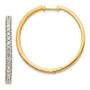 14k Yellow Gold Diamond Milgrain Hoop Earrings