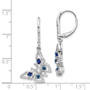 14k White Gold Diamond & Sapphire Butterfly Leverback Earrings