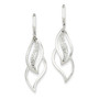 14K White Gold Diamond Hinged Hoop Leaf Design Dangle Earrings