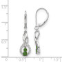 14k White Gold Green/White Diamond Leverback Earrings