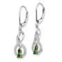 14k White Gold Green/White Diamond Leverback Earrings