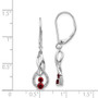 14k White Gold Red/White Diamond Leverback Earrings