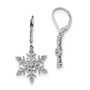 Sterling Silver Rhodium Diam. Snowflake Leverback Earrings