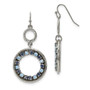 Silver-tone Lt/Dk Blue Crystal Circle Drop Earrings