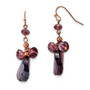 Rose-tone Purple Glass Beads Dangle Earrings