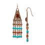 Copper-tone Aqua & Brown Acrylic Beads Dangle Earrings