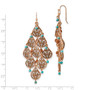 Copper-tone Aqua & Brown Acrylic Beads Chandelier Earrings