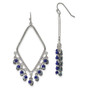 Silver-tone Sodalite & Blue Crystals Diamond Shaped Dangle Earrings