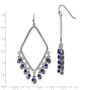 Silver-tone Sodalite & Blue Crystals Diamond Shaped Dangle Earrings
