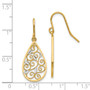 14K & Rhodium Diamond-cut Filigree Teardrop Wire Earrings