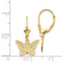 14K Butterfly Leverback Earrings