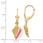 14K Enameled Conch Shell Leverback Earrings