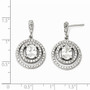 Sterling Silver Circle CZ Dangle Post Earrings