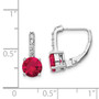 Cheryl M Sterling Silver Rhod Plated CZ & Created Ruby Leverback Earrings