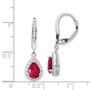 Cheryl M Sterling Silver Rhodium Plated Created Ruby Leverback Earrings