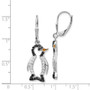 Cheryl M SS Rhodium Plated Enamel w/ Black & White CZ Penguin Earrings