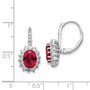 Cheryl M Sterling Silver Rhod Plated Created Ruby & CZ Leverback Earrings