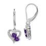 Sterling Silver Rhodium-plated Amethyst Diamond Earrings
