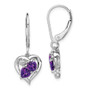 Sterling Silver Rhodium-plated Amethyst Diamond Earrings