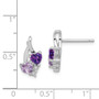 Sterling Silver Rhodium-plated Amethyst & Pink Quartz & Diamond Earrings