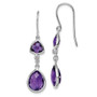 Sterling Silver Rhodium Plated Diamond Amethyst Dangle Earrings