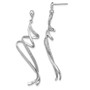 Sterling Silver Rhodium Plated Diamond Swirl Post Dangle Earrings