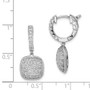 Sterling Silver Rhodium Plated CZ Hinged Hoop Dangle Square Earrings