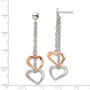 Sterling Silver Rose-tone Polished & Textured Earrings