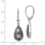 Sterling Silver Rhodium-plated D/C Onyx Leverback Earrings