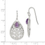 Sterling Silver Amethyst Teardrop Shepherd Hook Earrings