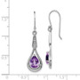 Sterling Silver Rhodium-plated w/CZ & Amethyst Dangle Earrings