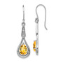 Sterling Silver Rhodium-plated w/CZ & Citrine Dangle Earrings