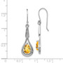 Sterling Silver Rhodium-plated w/CZ & Citrine Dangle Earrings