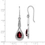 Sterling Silver Rhodium-plated w/CZ & Garnet Shepherd Hook Earrings