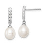 Sterling Silver 8-9mm White FW Cultured Pearl CZ Post Dangle