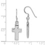 Sterling Silver Rhodium-plated Polished Cross Dangle Shepherd Hook Earrings